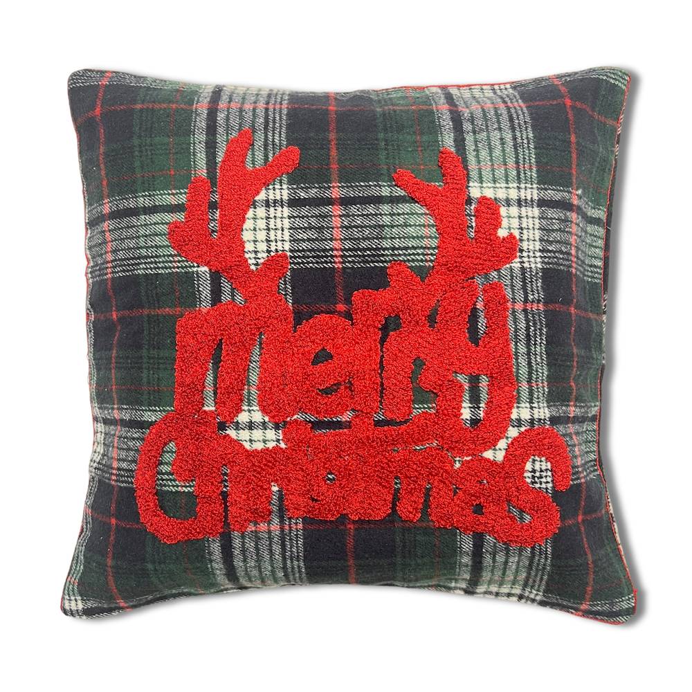 Federa cuscino 45 x 45 in rilievo noah Merry christmas tartan