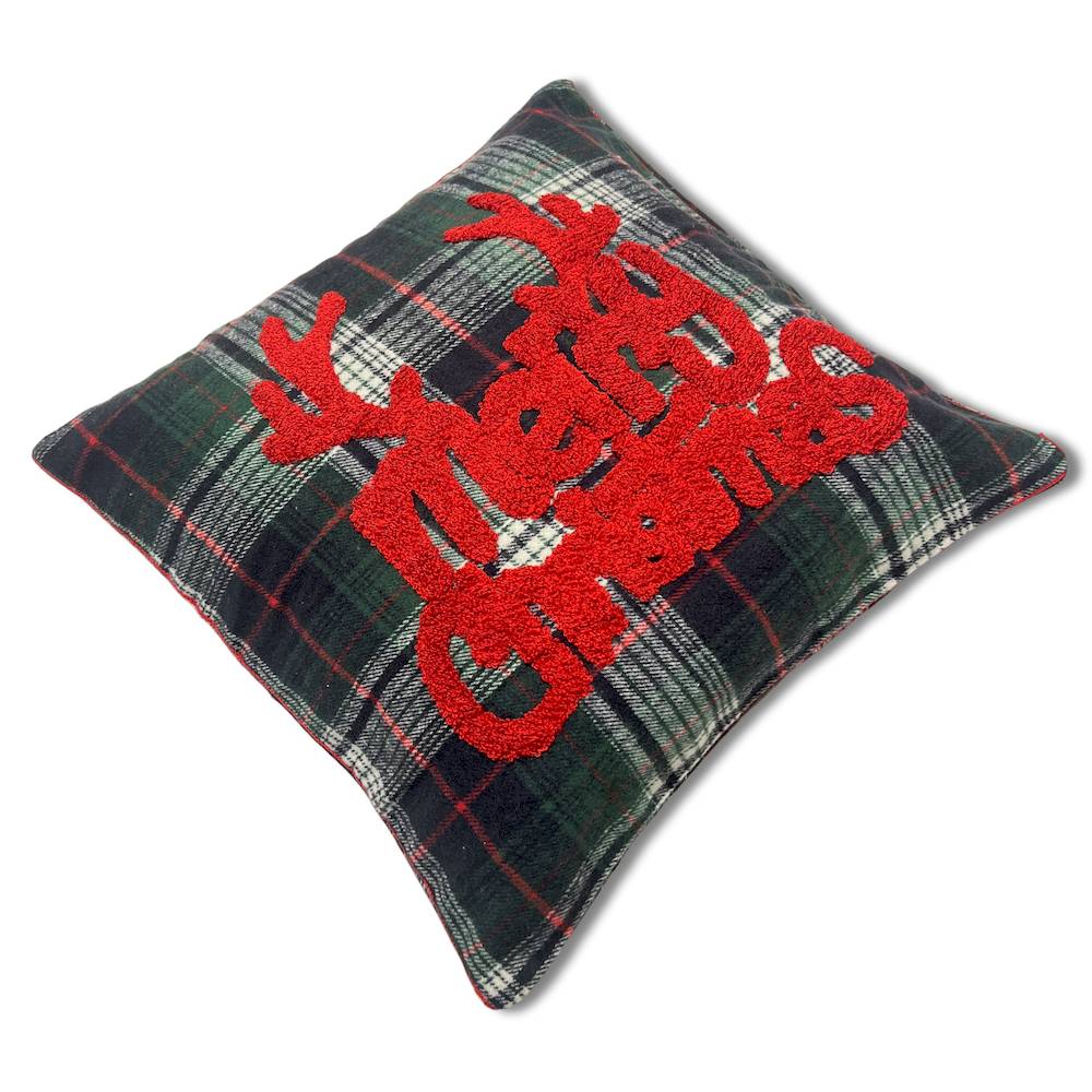 Federa cuscino 45 x 45 in rilievo noah Merry christmas tartan