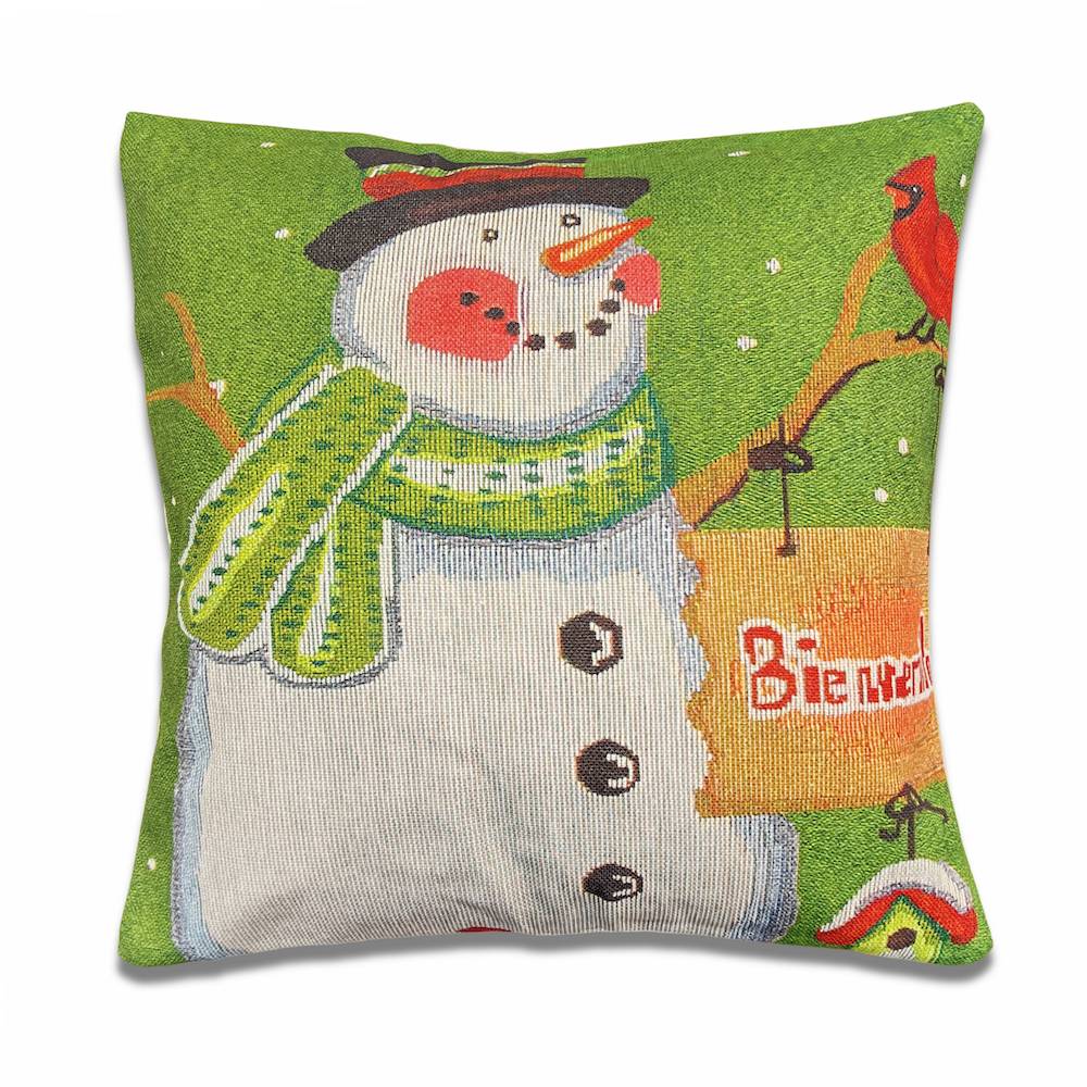 Federa cuscino 45 x 45 greet pupazzo di neve Verde
