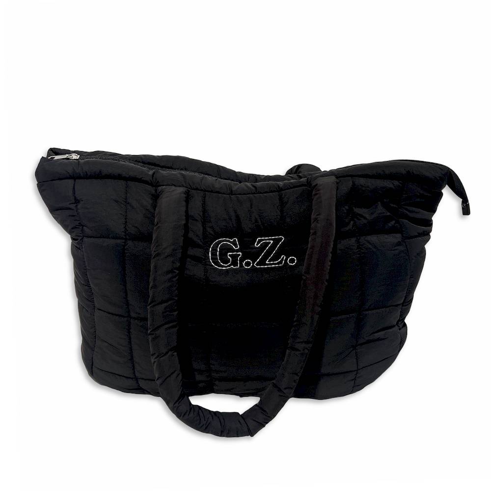 Borsa Tote trapuntata puffer Louise Nera Personalizzata