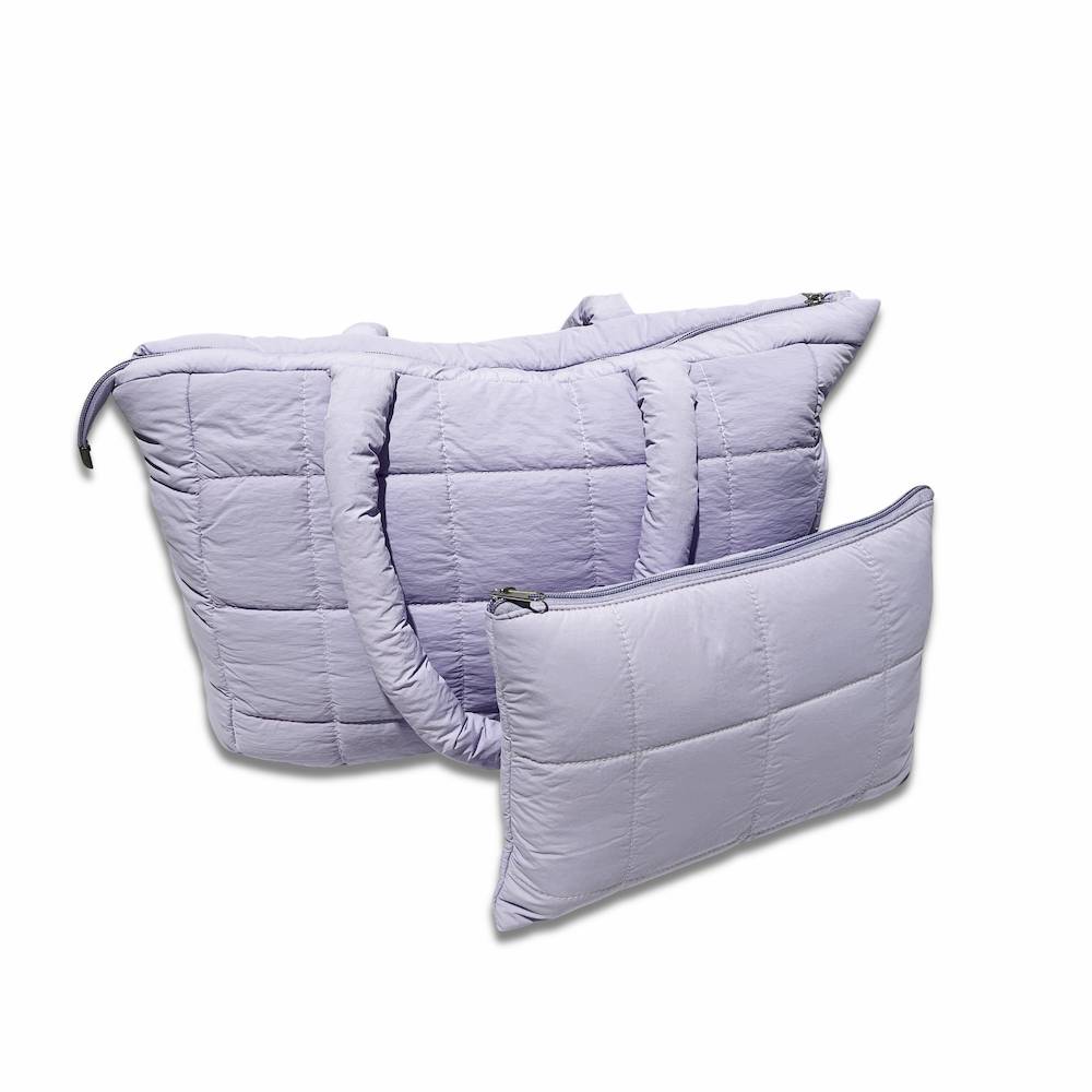 Set Borsa Tote + pochette trapuntata puffer louise Lilla Personalizzato