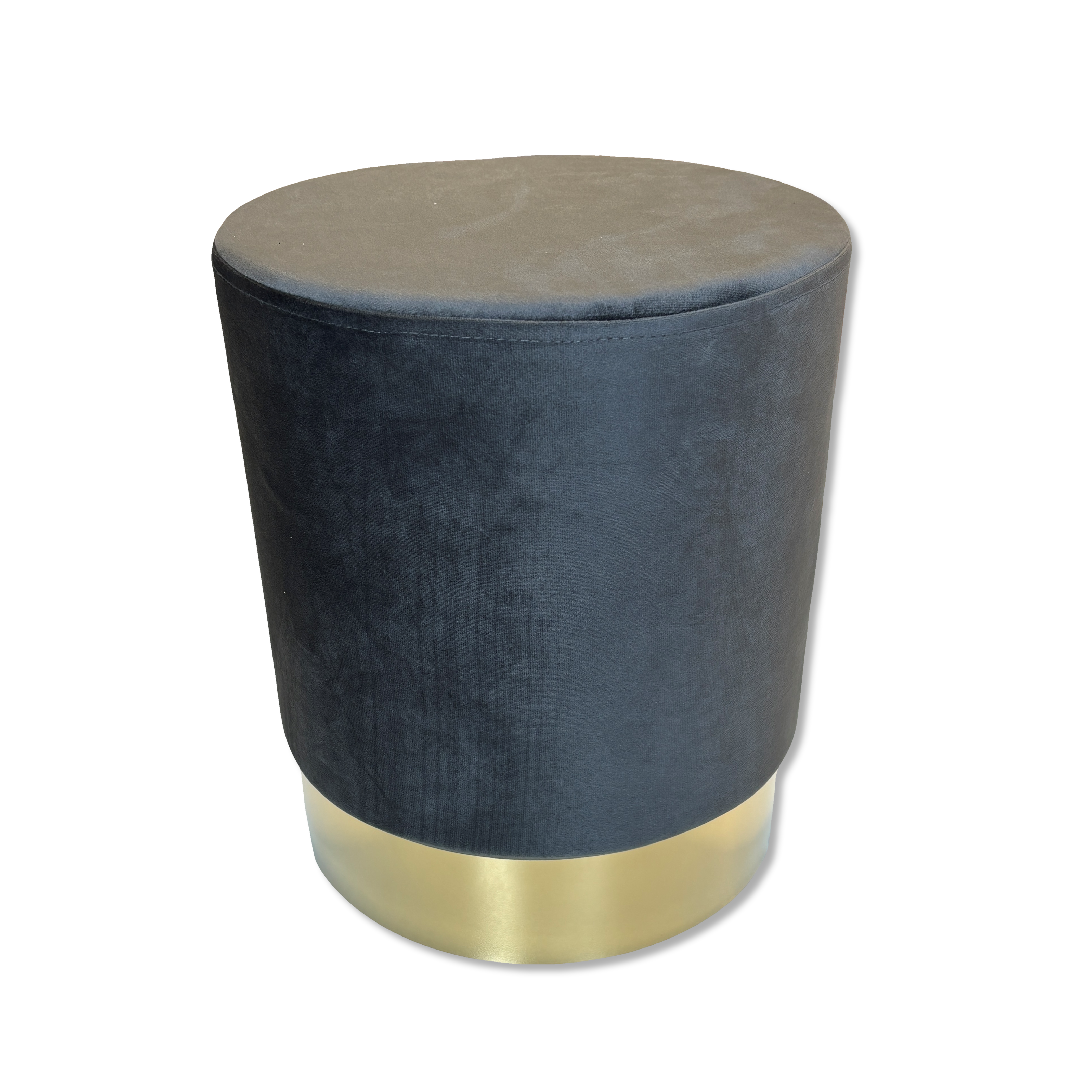 Pouf rotondo in velluto Grigio scuro Stone