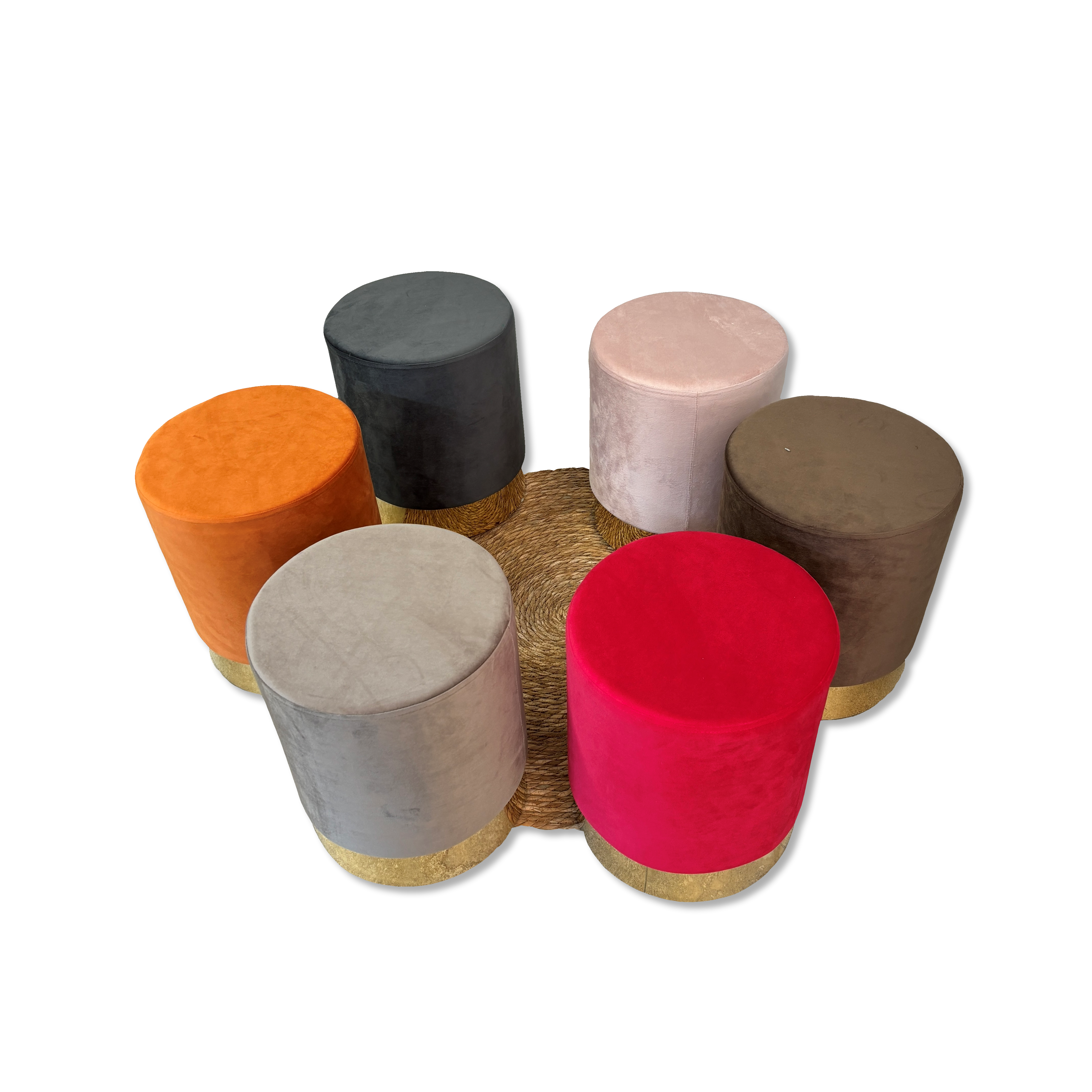 Pouf rotondo in velluto rosa