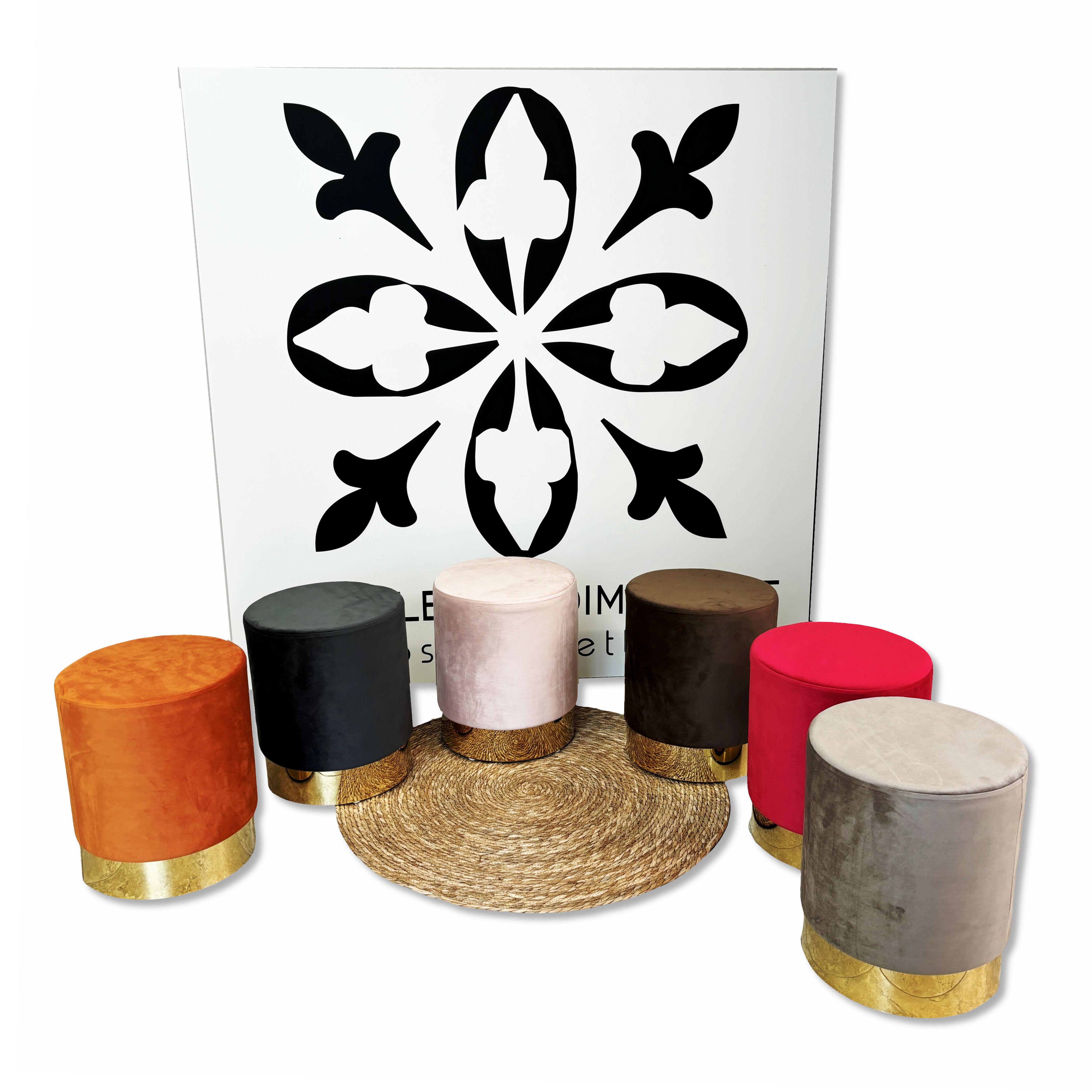 Pouf rotondo in velluto rosa