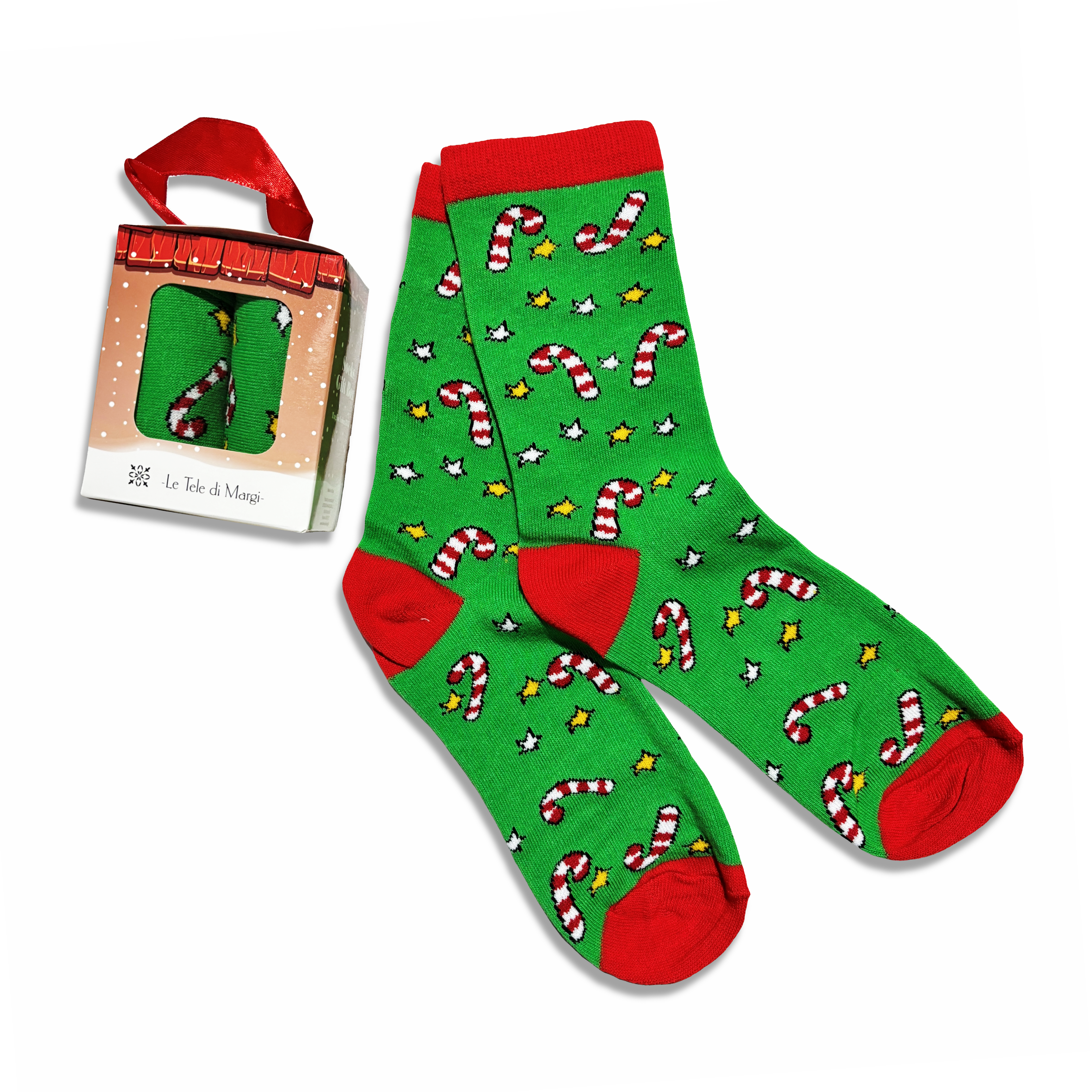 Calze Natalizie in Scatola Regalo Dolciumi e Stelline