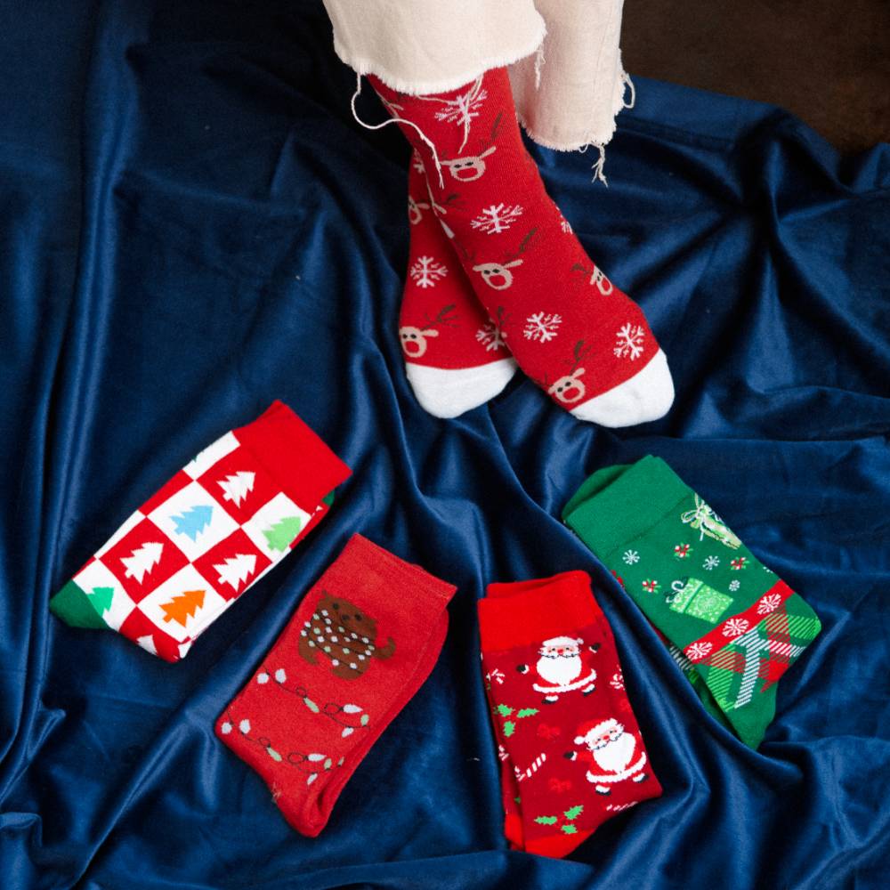 Calze Natalizie in Scatola Regalo Dolciumi e Stelline