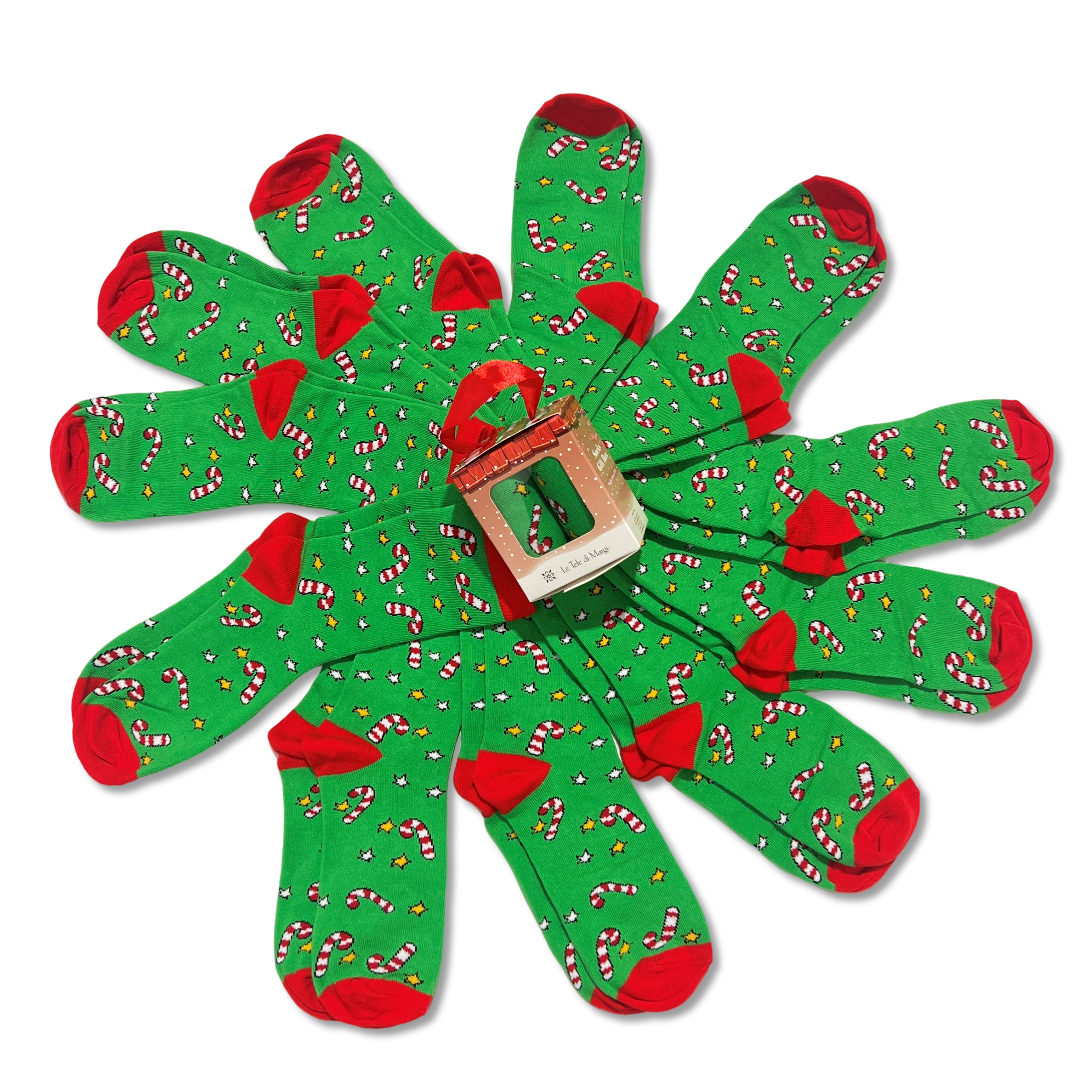 Box 12 Paia Calze Natalizie Dolciumi e Stelline