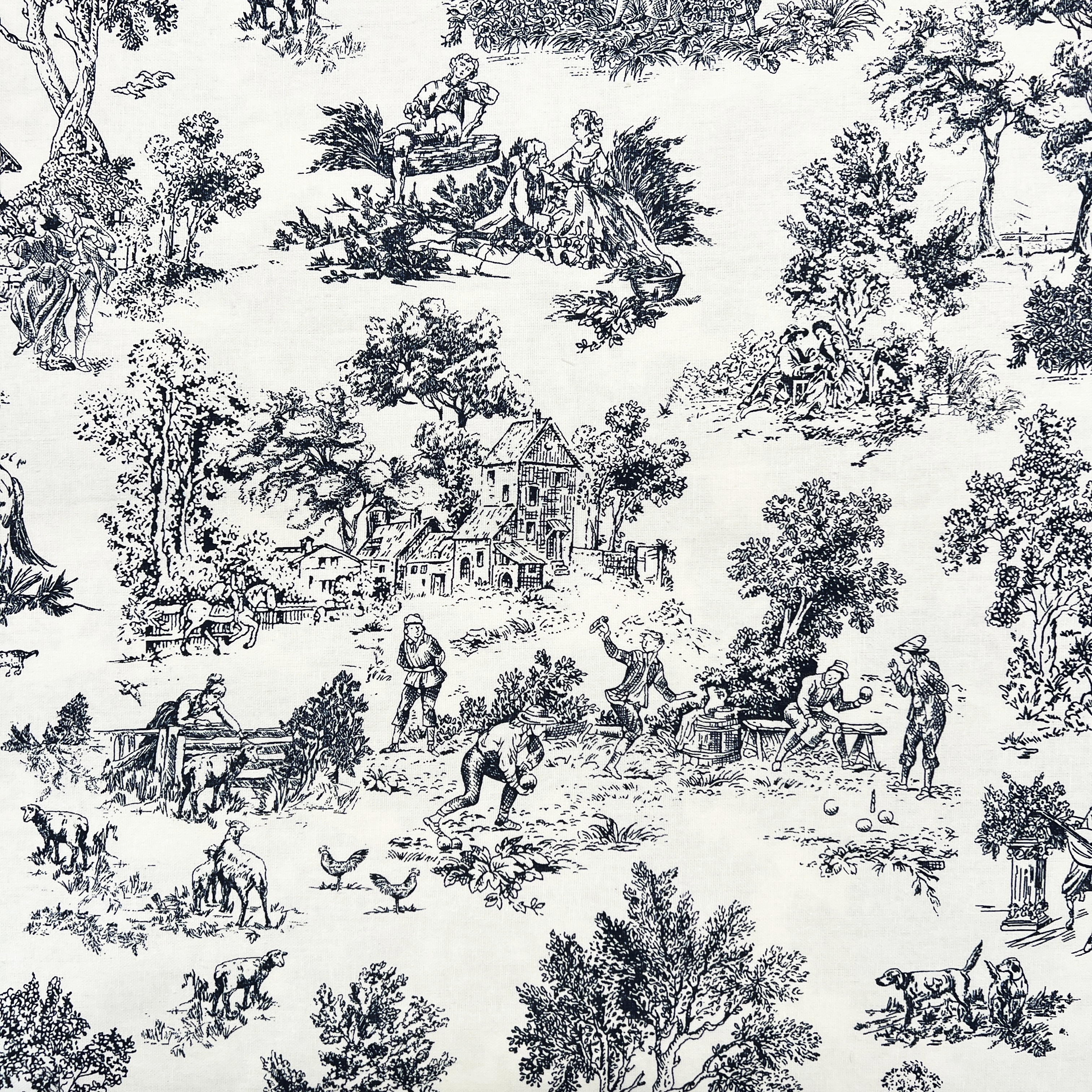 Tessuto a metro Toile de Jouy Blu H 280