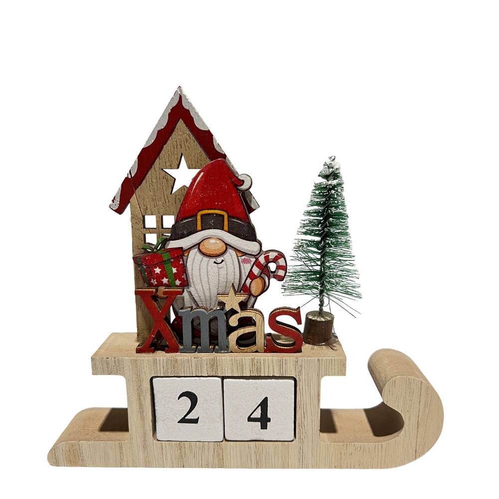 Calendario in Legno Gnometto con Cappello e fibbia