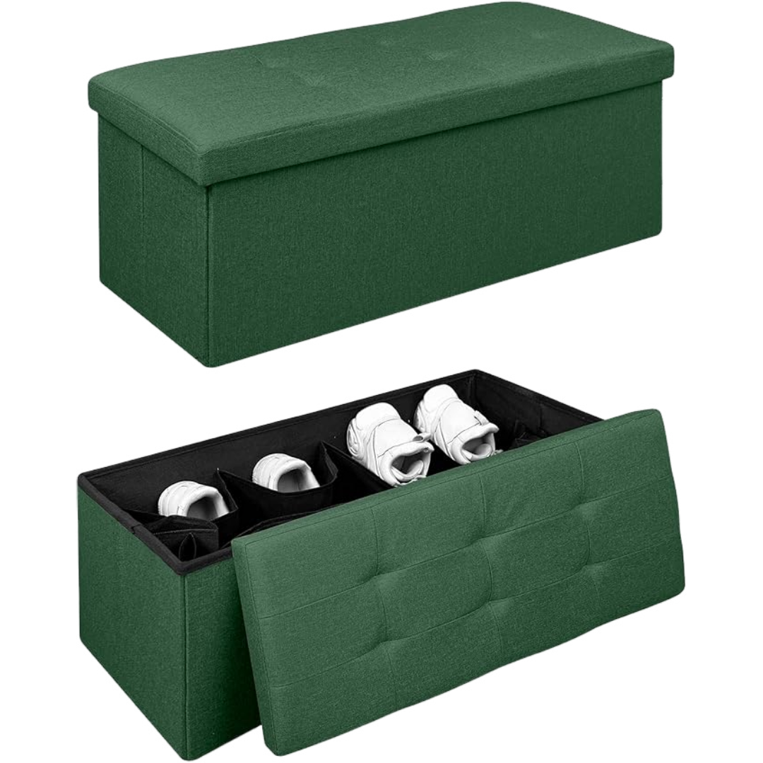 Pouf contenitore scarpiera Linen Verde
