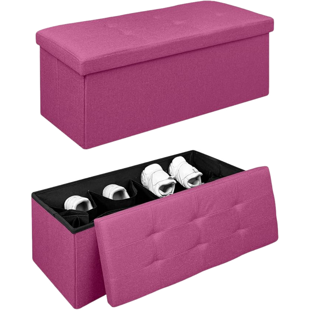 Pouf contenitore scarpiera Linen Ciclamino