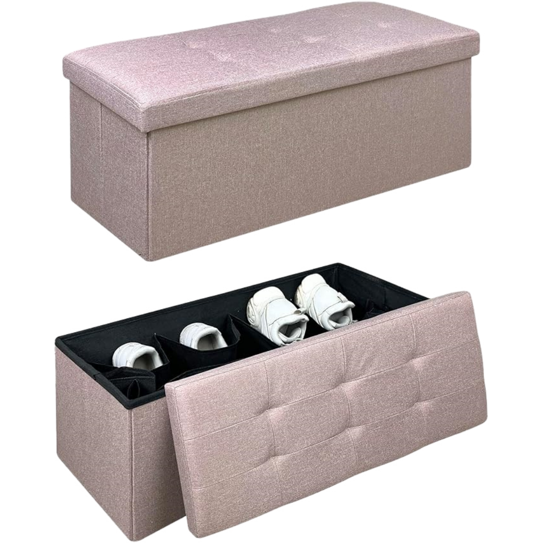 Pouf contenitore scarpiera Linen Caffèlatte