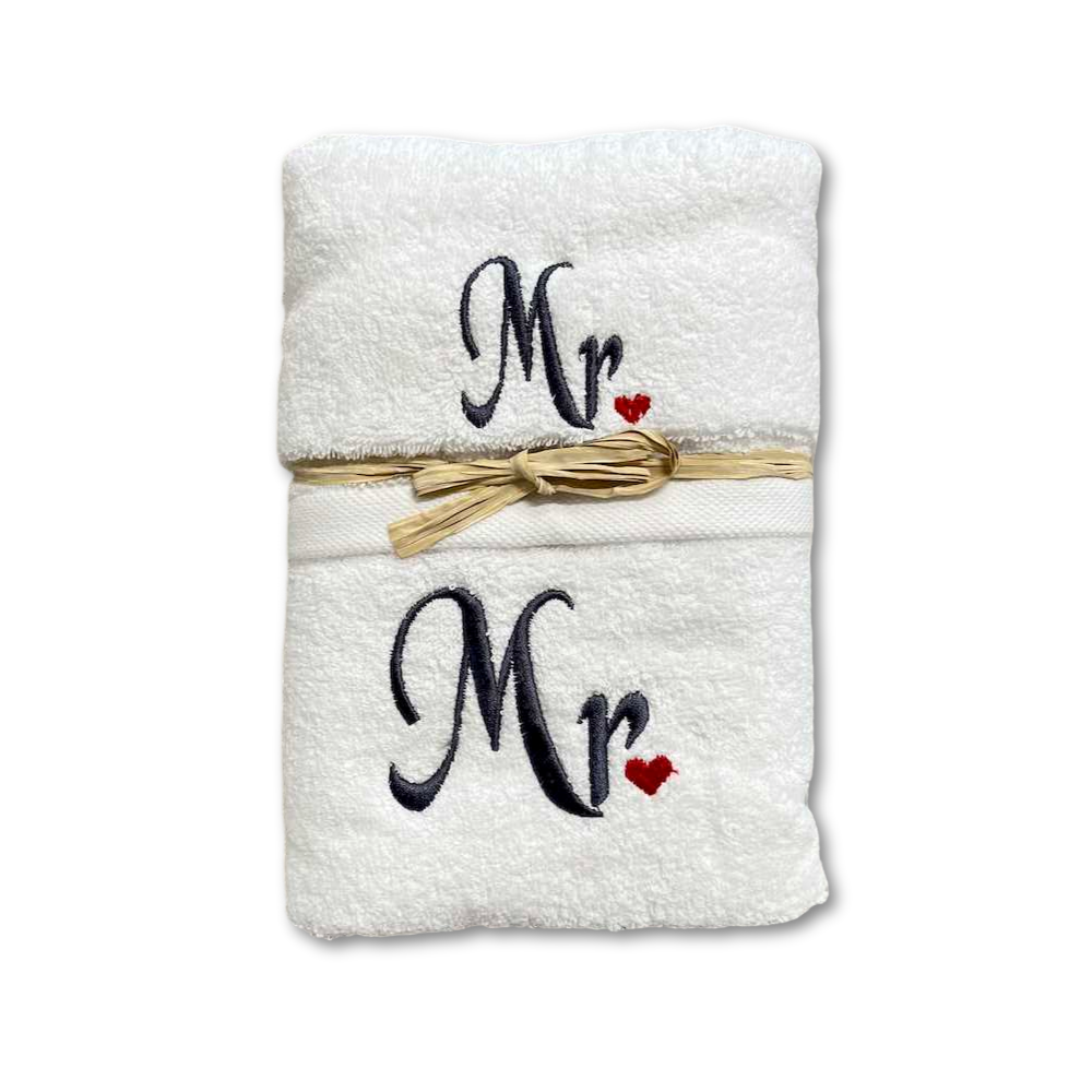 Coppia asciugamani Ricamati Mr.