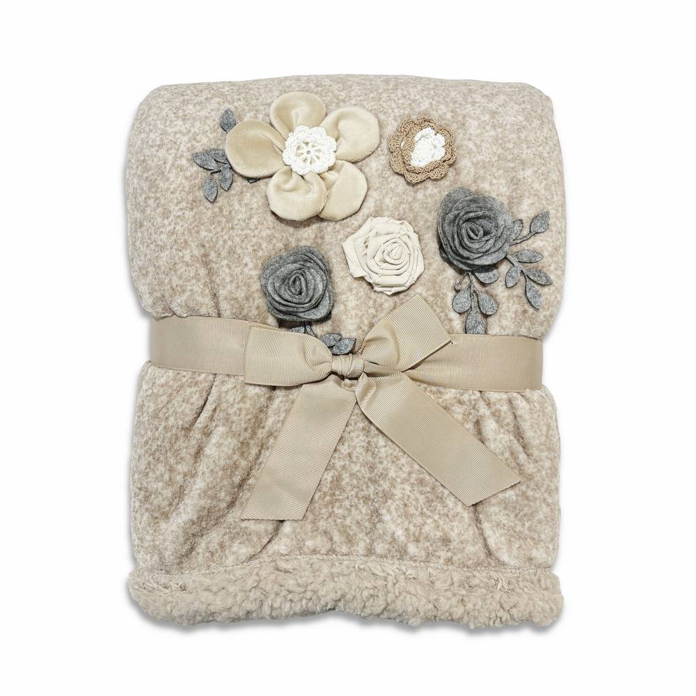 Plaid Alice tortora ricamato 130 x 160