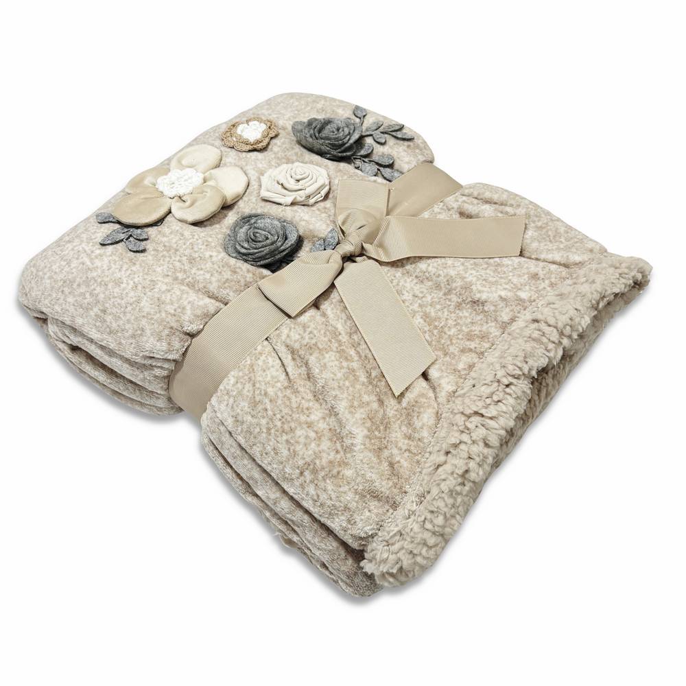 Plaid Alice tortora ricamato 130 x 160