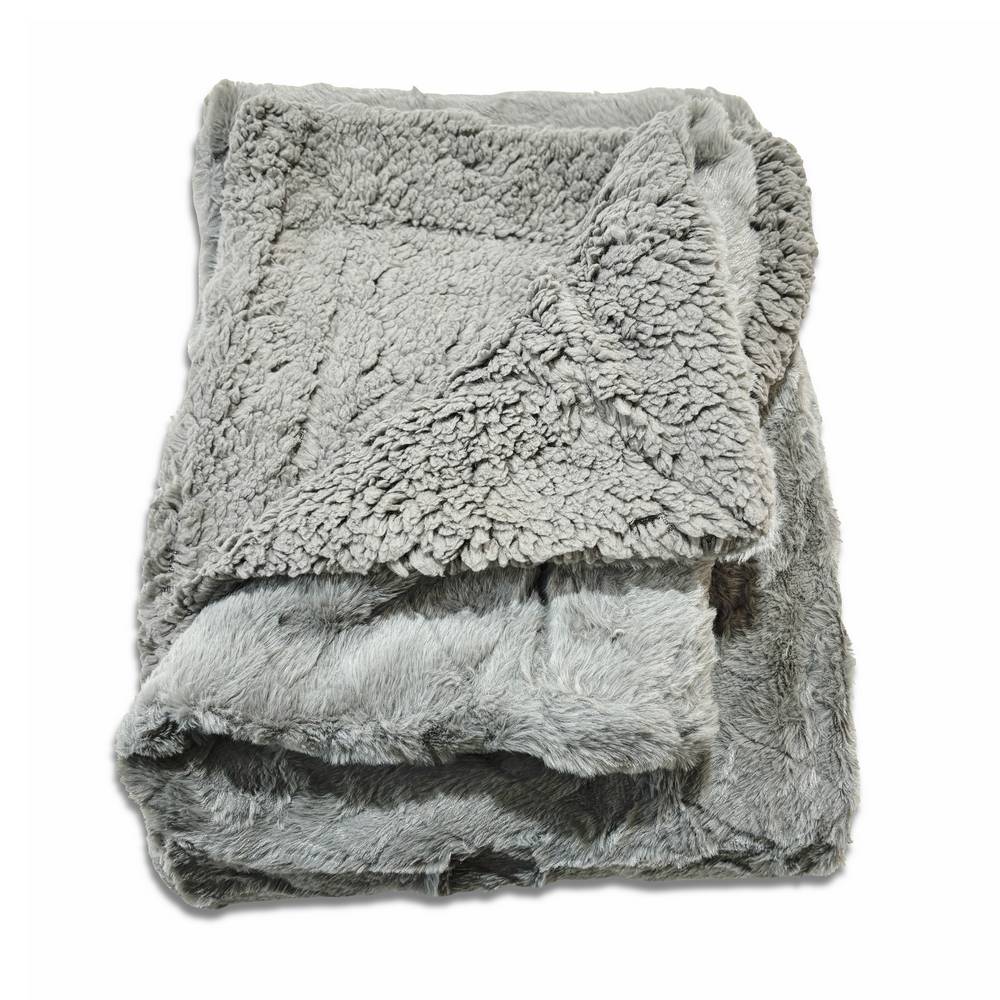 Plaid Marlene pelliccia ecologica grigia matrimoniale 200 x 230