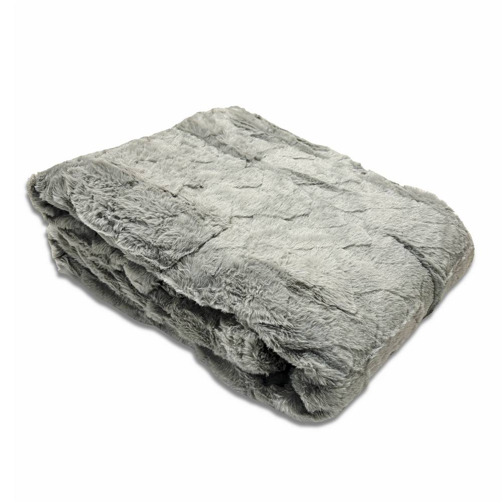 Plaid Marlene pelliccia ecologica grigia matrimoniale 200 x 230