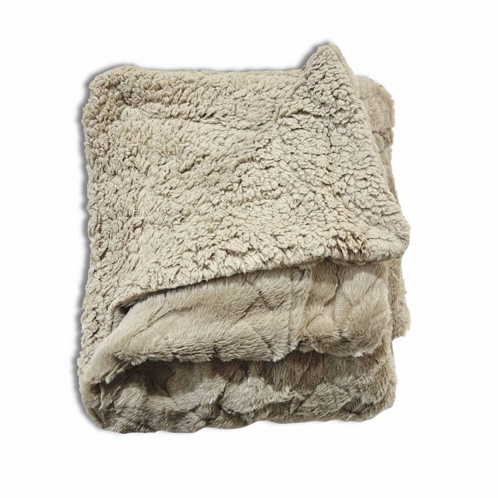 Plaid Marlene pelliccia ecologica tortora matrimoniale 200 x 230