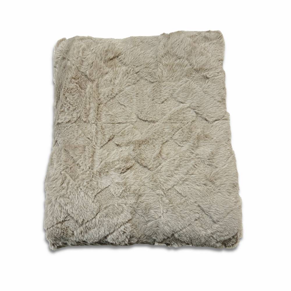 Plaid Marlene pelliccia ecologica tortora matrimoniale 200 x 230