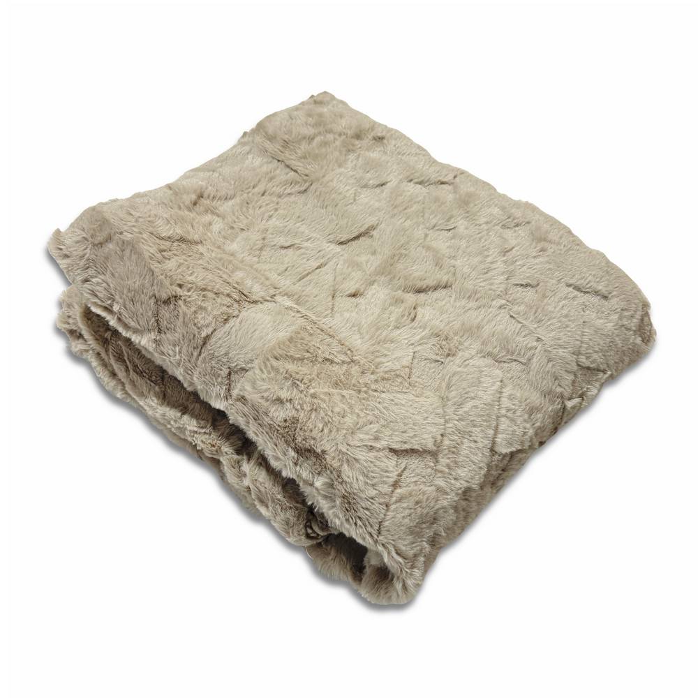 Plaid Marlene pelliccia ecologica tortora 130 x 160