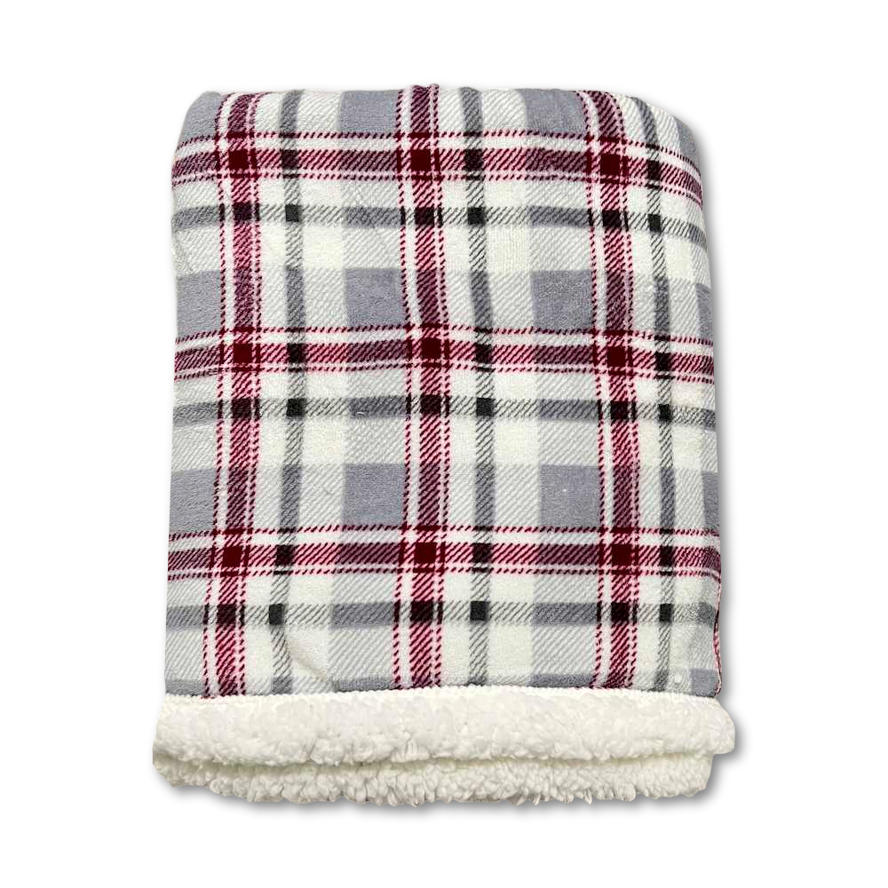 Plaid Aron Sherpa vecchia scozia viola 120 x 150