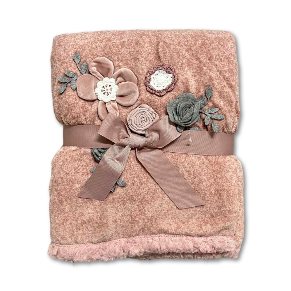 Plaid Alice rosa ricamato 130 x 160