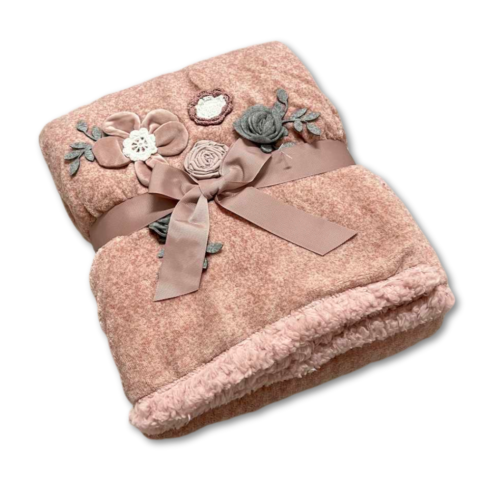 Plaid Alice rosa ricamato 130 x 160