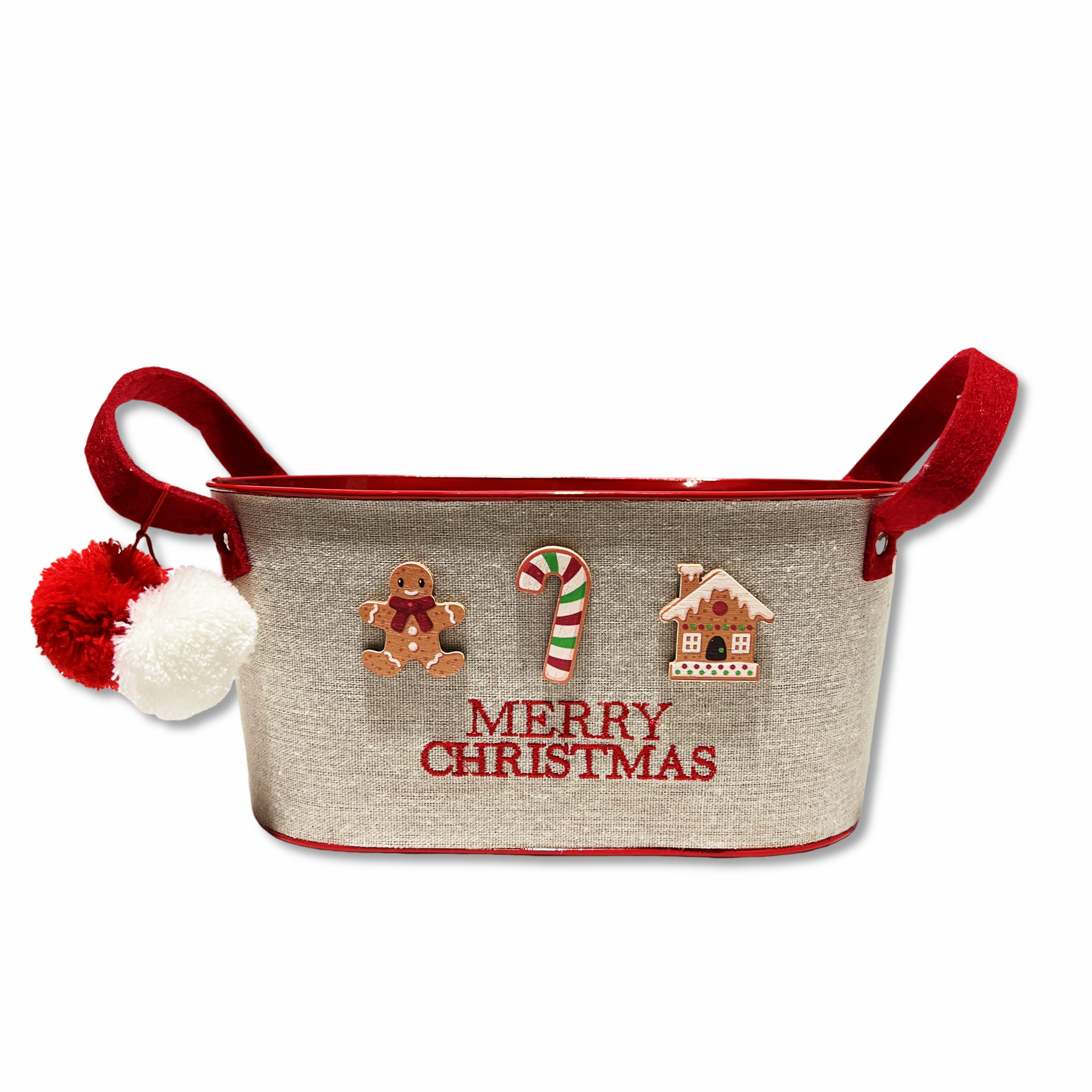 Cesto in Latta Ovale Merry Christmas Marzapane