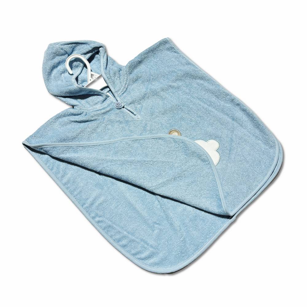 Poncho per bambino in spugna di cotone Azzurro Personalizzato