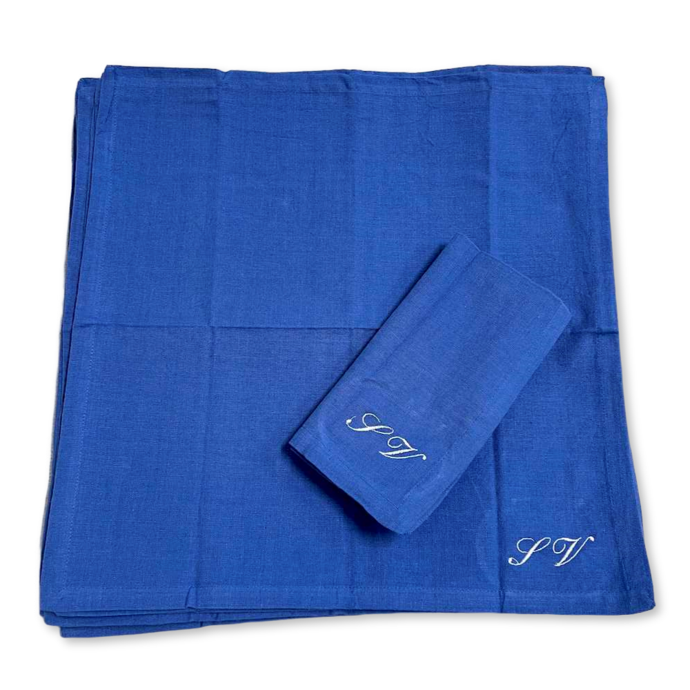 Set 4 tovaglioli blu personalizzati