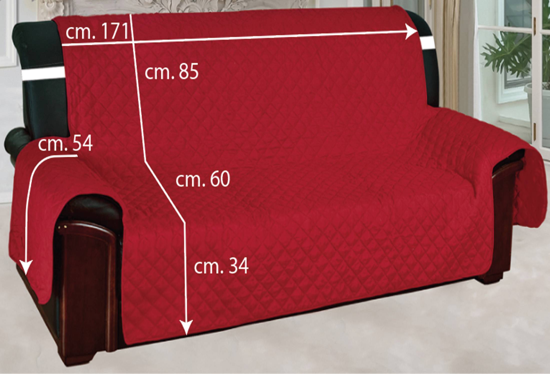 Copridivano 3 posti trapuntato antimacchia grigio