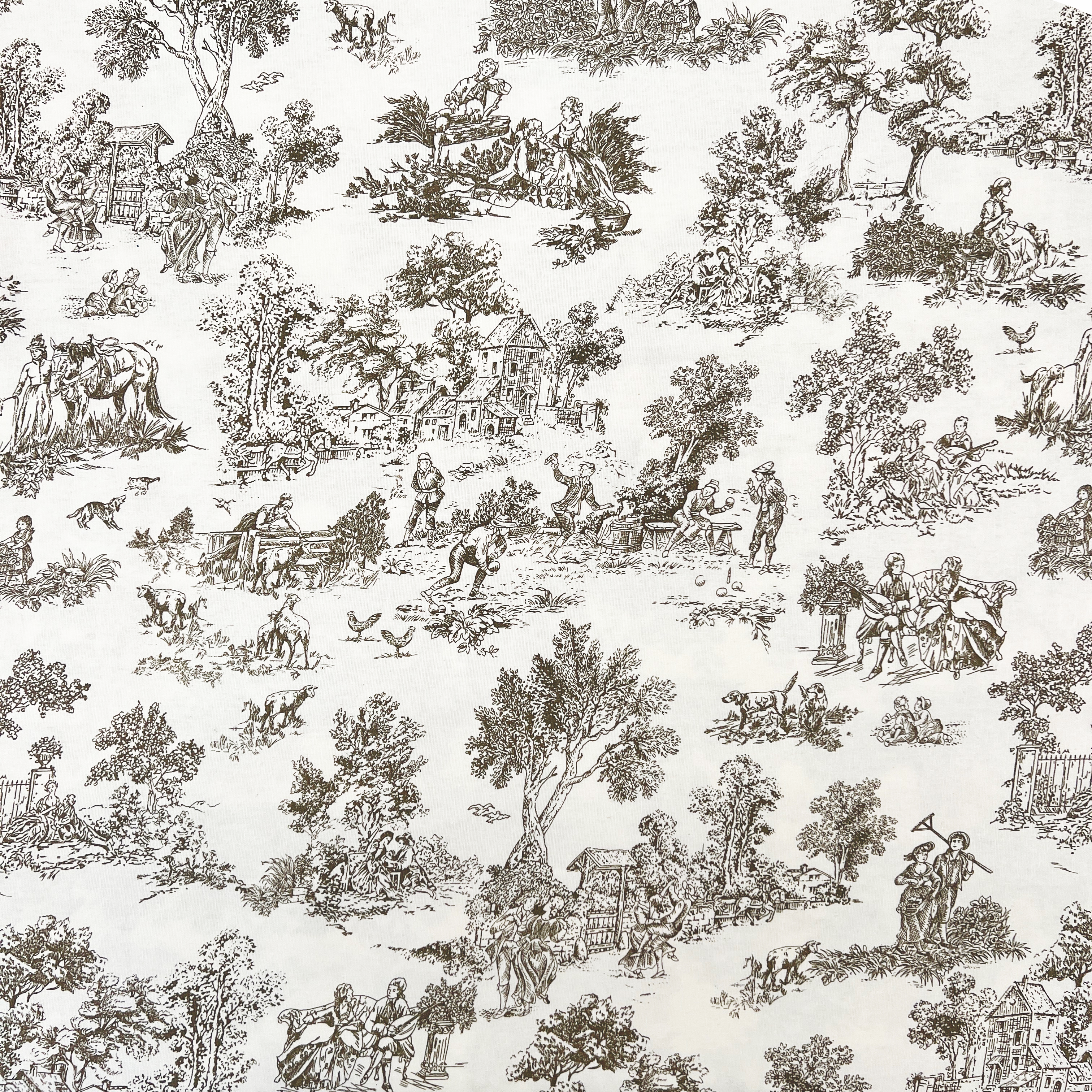 Telo arredo su misura Toile de Jouy Tortora