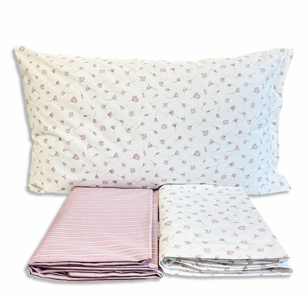 Completo Lenzuola Margherite rosa matrimoniale