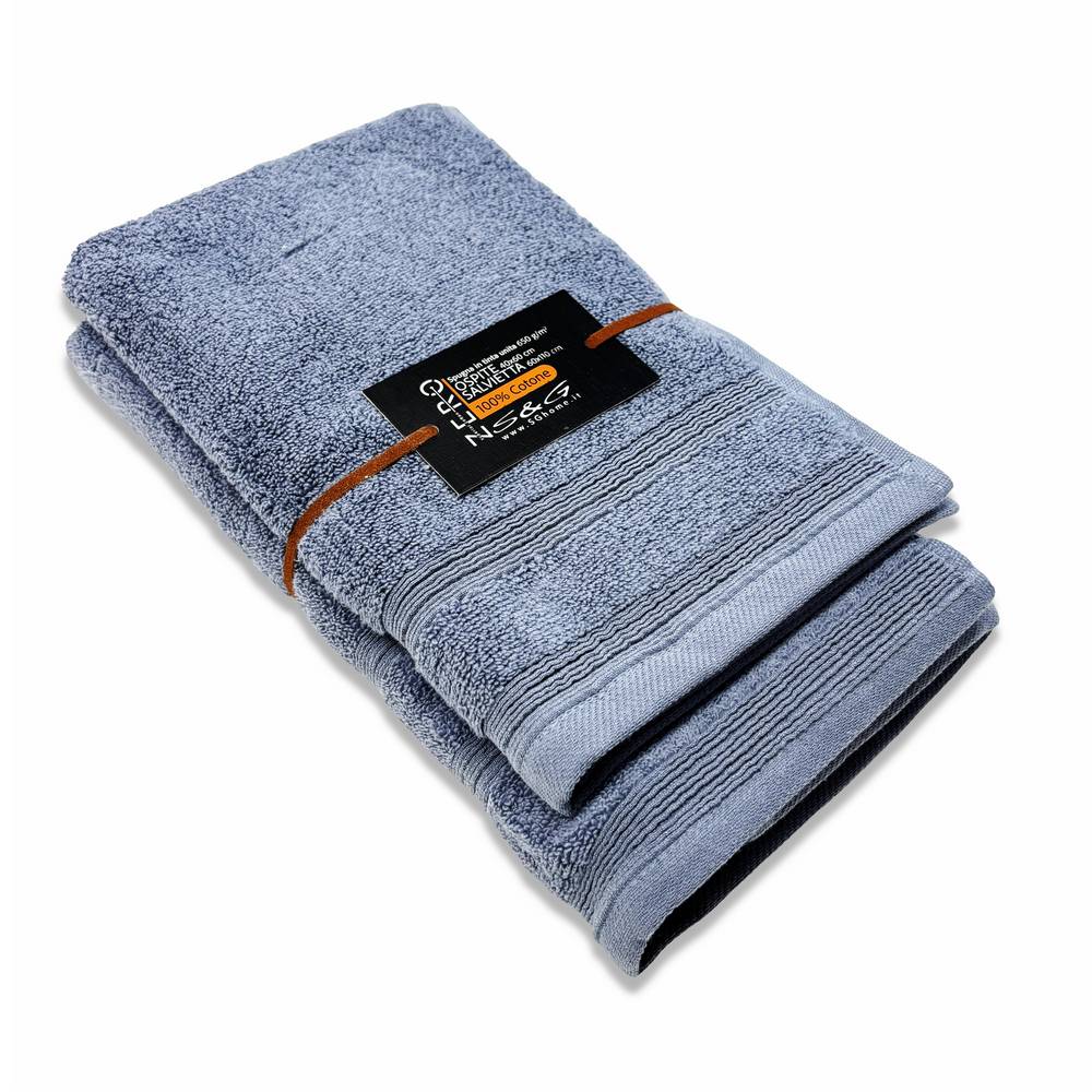 Coppia asciugamani Zero da 650 gr Tinta unita Polvere Personalizzato