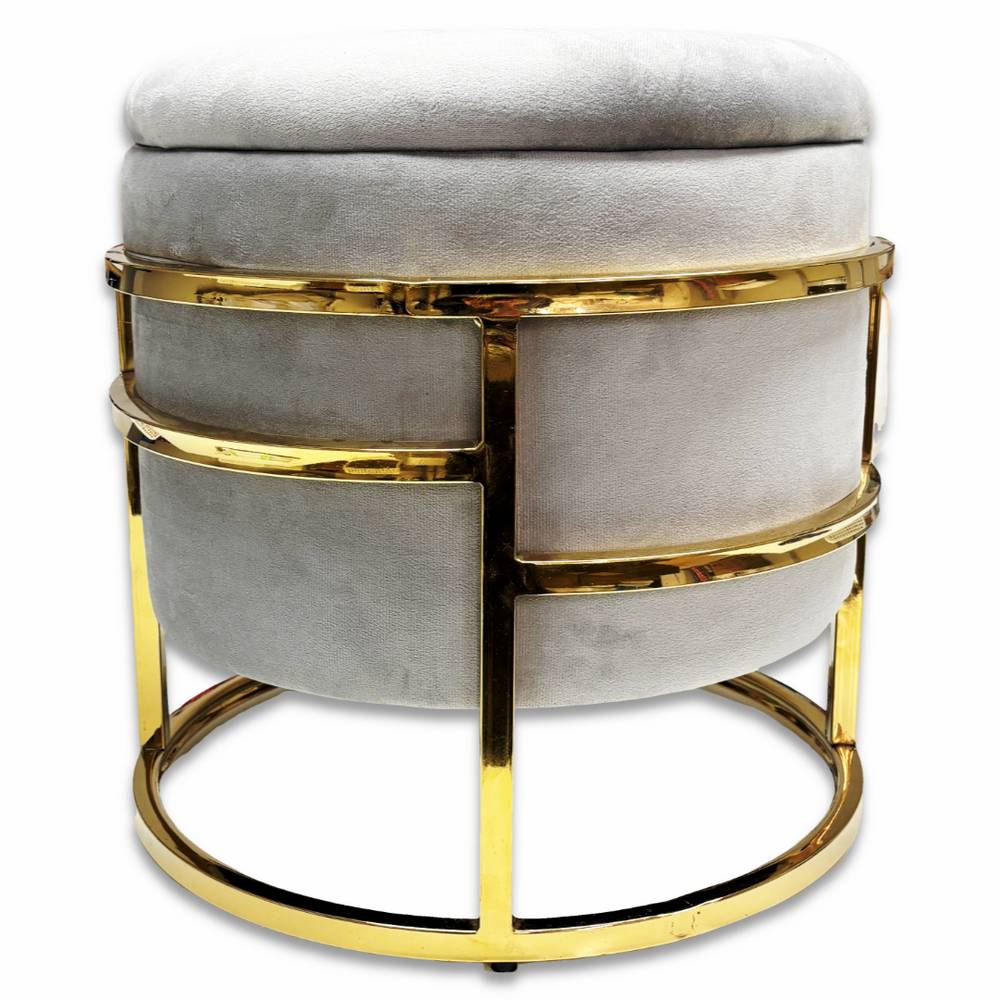 Pouf contenitore in velluto Spongy Grigio Perla