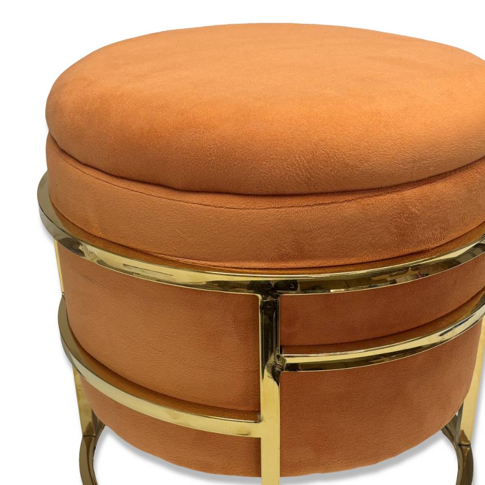 Pouf contenitore in velluto Spongy Ruggine