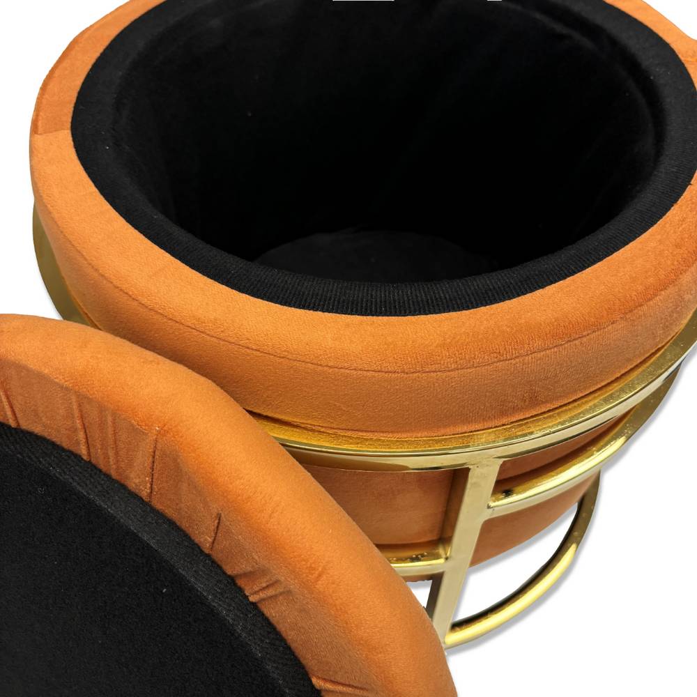 Pouf contenitore in velluto Spongy Ruggine