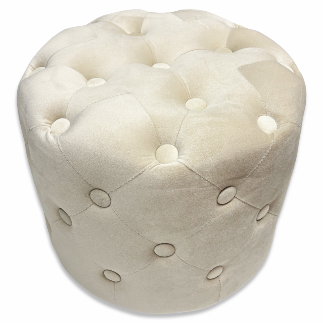 Pouf in velluto Paris Beige