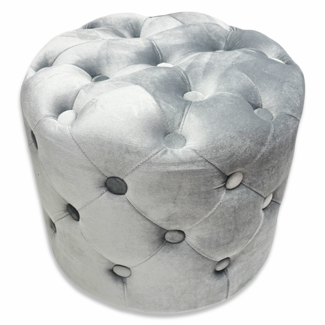Pouf in velluto Paris Grigio chiaro