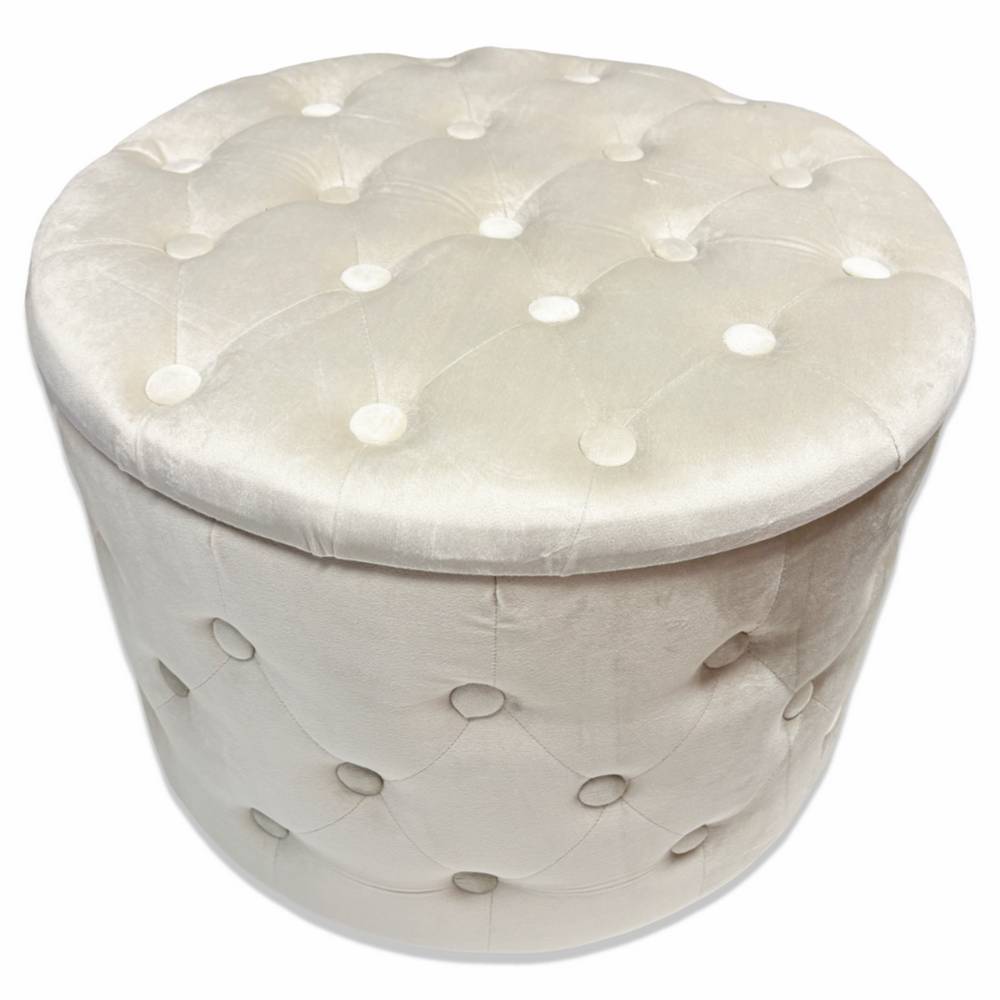 Pouf contenitore in velluto Filomena Crema