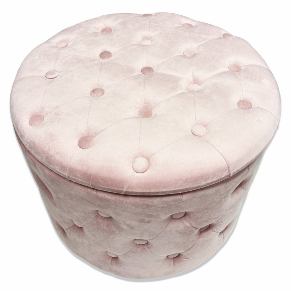 Pouf contenitore in velluto Filomena Rosa cipria