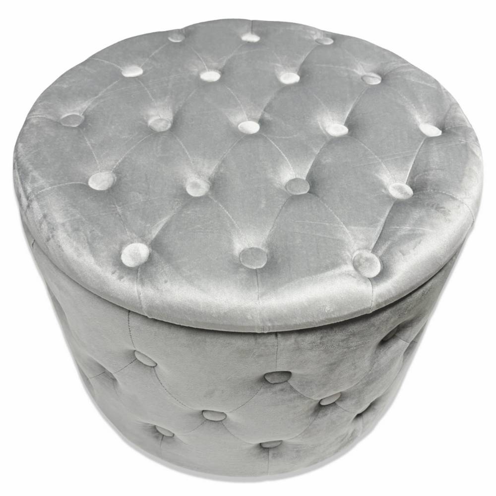 Pouf contenitore in velluto Filomena Grigio chiaro