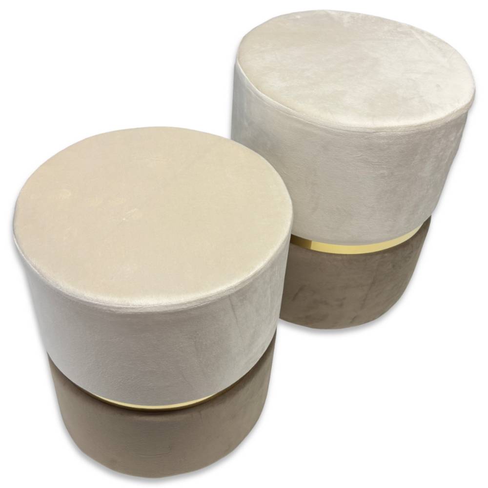 Coppia di Pouf in velluto Beige