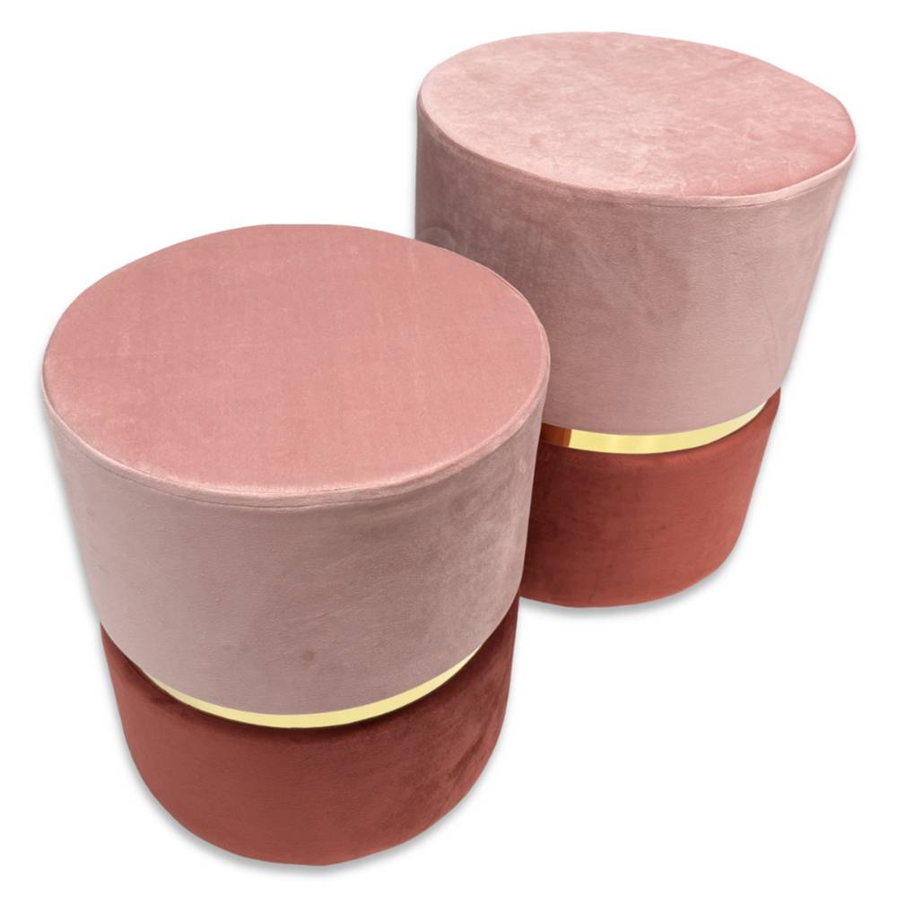 Coppia di Pouf in velluto Rosa