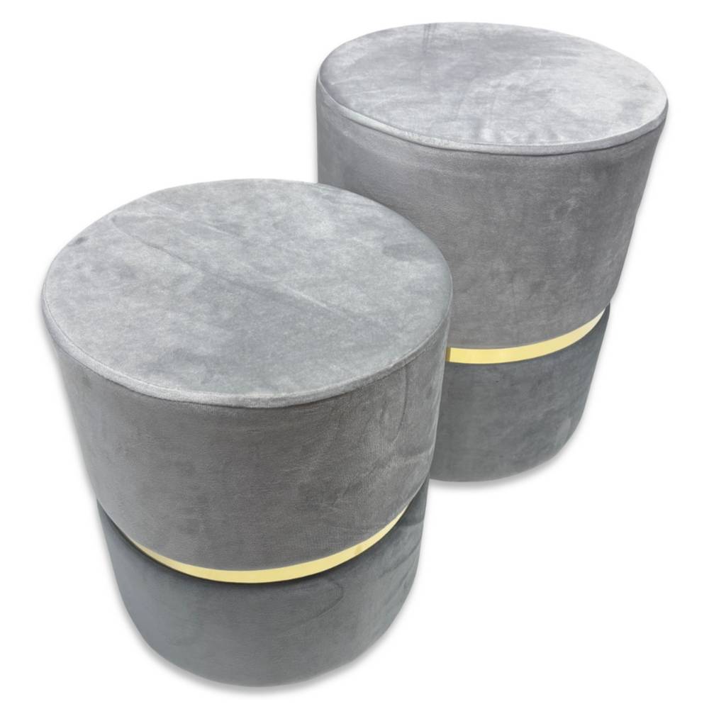 Coppia di Pouf in velluto Grigio