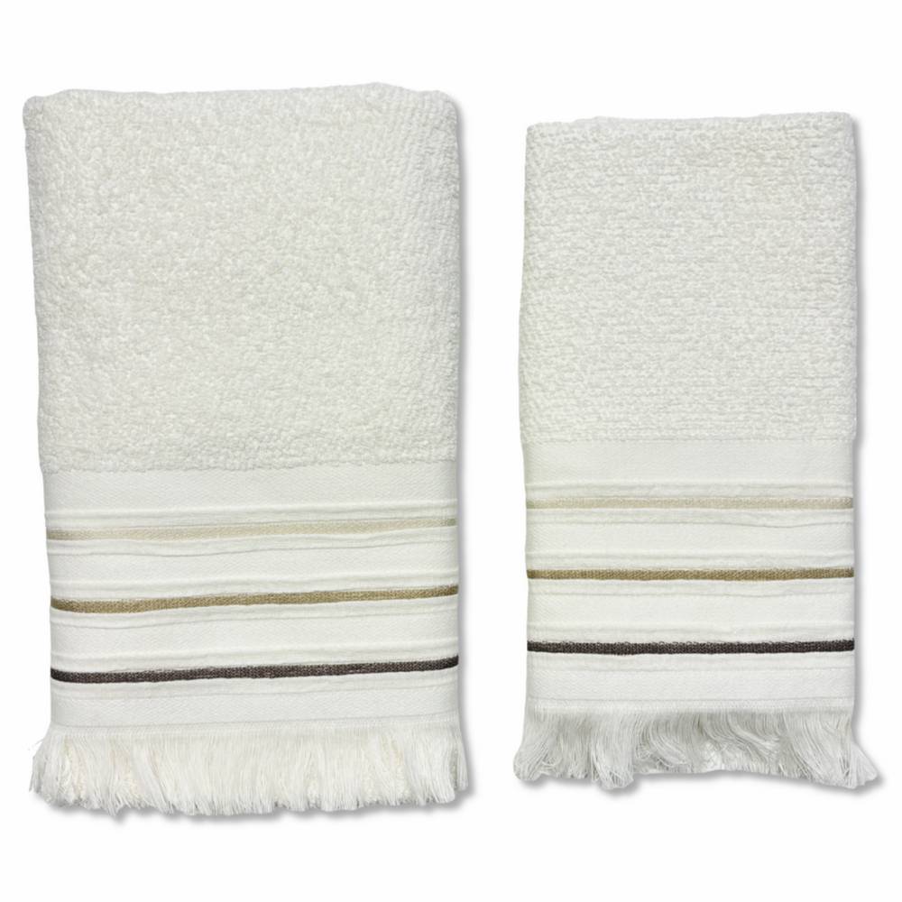 Coppia asciugamani Jacquard Maddalena Crema