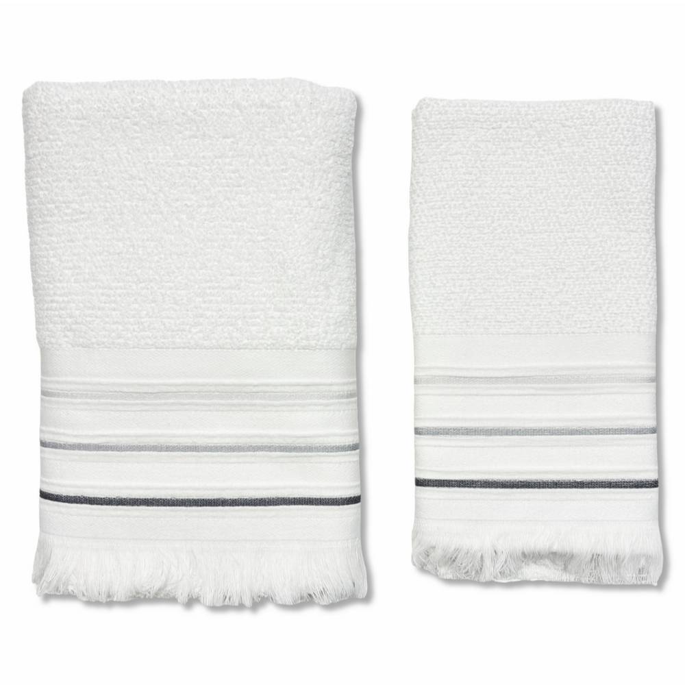 Coppia asciugamani Jacquard Maddalena Bianco