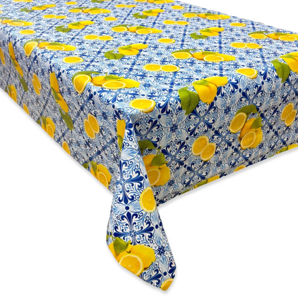 Tovaglia Idrorepellente limoni e maiolica in PVC a metro
