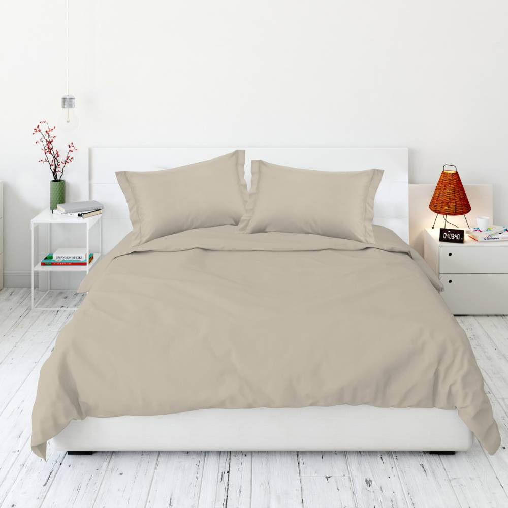 Lenzuolo sotto con angoli e elastici in raso beige Matrimoniale
