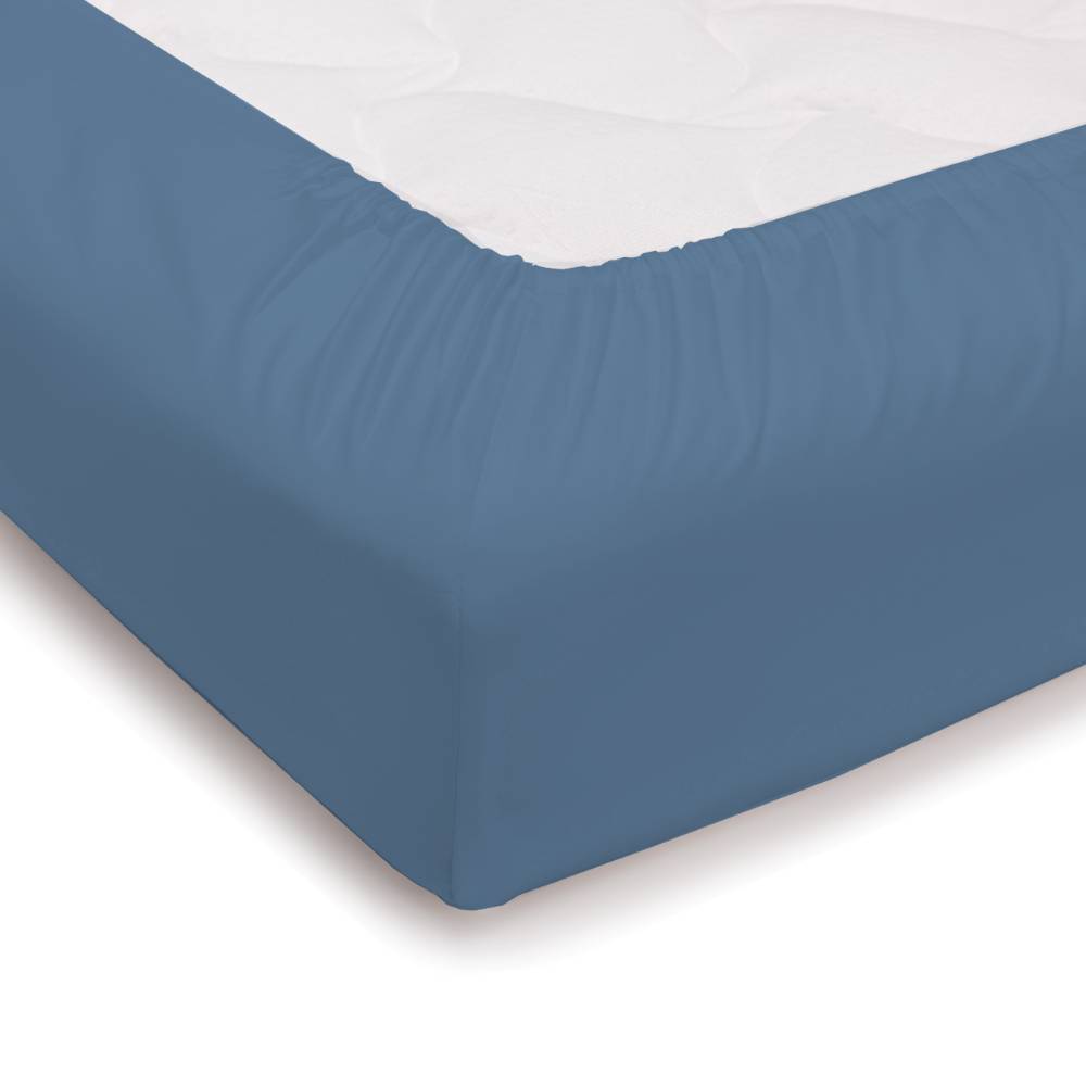 Lenzuolo sotto con angoli e elastici in raso azzurro niagara Matrimoniale